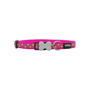 Red Dingo Inspired Hot Pink and Lime Green Star Patterned Dog Collar