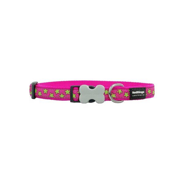 Red Dingo Inspired Hot Pink and Lime Green Star Patterned Dog Collar