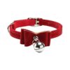 Red Dog Bowknot Leash Adjustable Length Pu Leather Collars with Bell