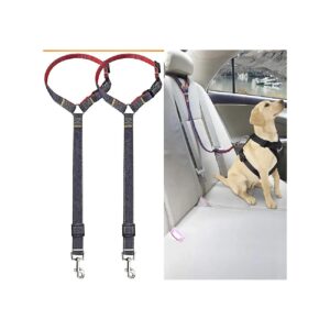 Red Dog Car Seatbelts with Adjustable Headrest Restraint and Multi-Functional Leash