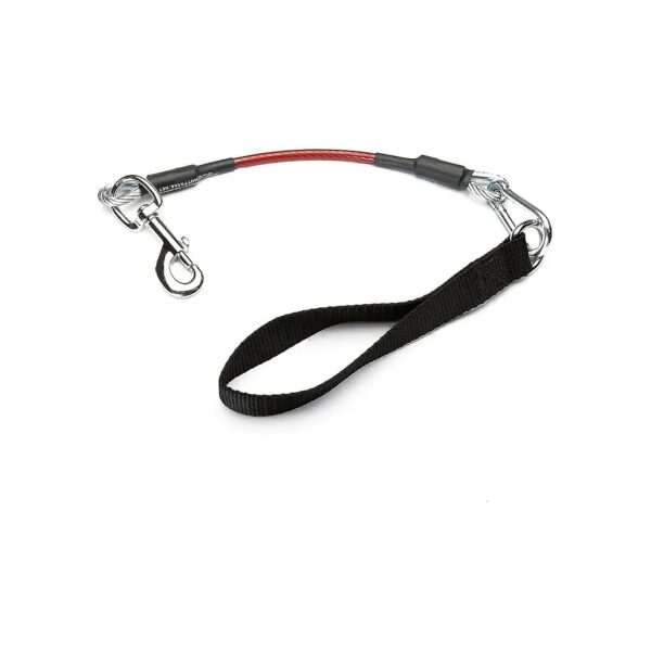 Red Dog Lead with Vinyl Coated Steel Cable for Large Dog Walking