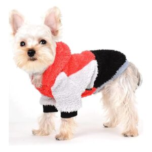 Red Fleece Dog Sweater for Small Dogs 5-5 lbs with Elastic Belly and Comfortable Fit