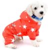 Red Fleece Lined Jumpsuit Coat for Small Toy Dogs and Cats with Hood