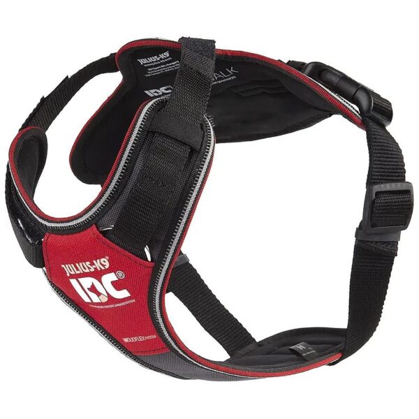 Red-Gray Neoprene Dog Harness for Long Walks and Outdoor Adventures Medium Size