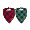 Red Green Plaid Bandanas for Medium Large Dogs, Christmas Style Dog Scarf