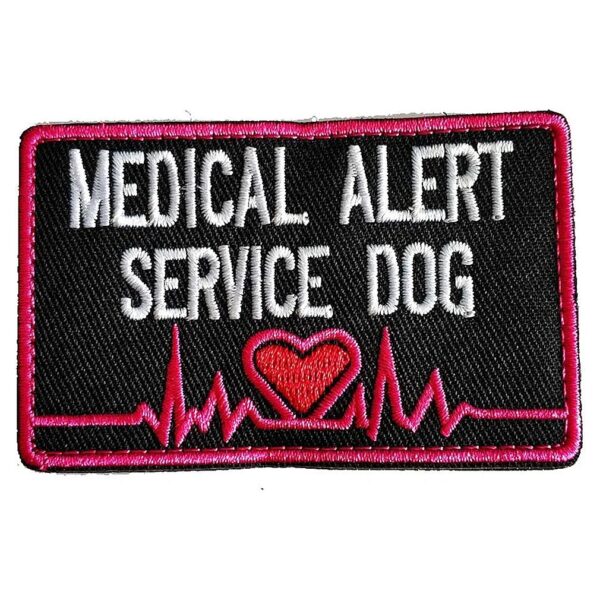 Red Heart Medical Alert Embroidered Patch for Tactical Dog Vests Harness