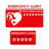 Red Home Alone Alert Card and Emergency Contact Wallet Card for Pets 2 Pcs