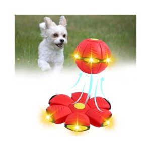 Red LED Light Flying Saucer Ball Dog Toy for Fun and Exercise