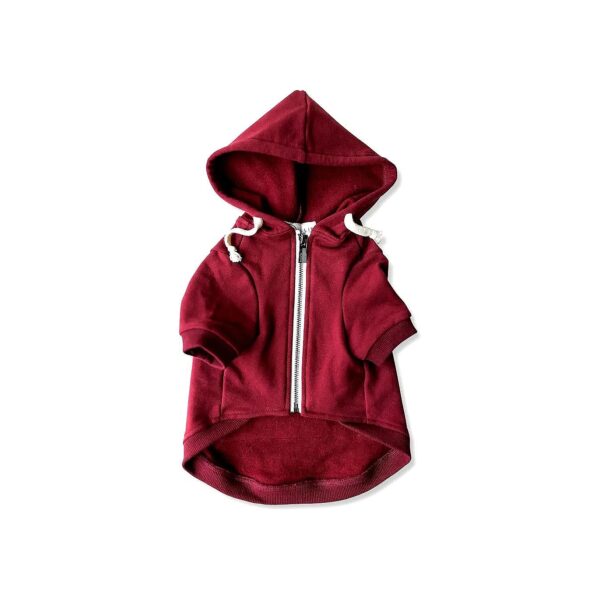 Red Maroon Zip Up Dog Hoodies with Adjustable Sizing for Furry Friends