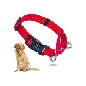 Red Martingale Collar for Large and Extra Large Breed Dogs with Adjustable Buckle