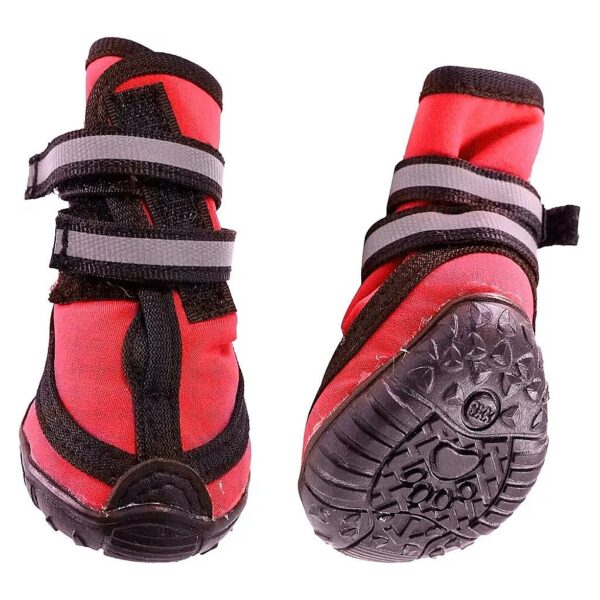 Red Medium Dog Boots with Waterproof and Breathable Rubber Material for Comfortable Wear