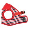 Red Medium Striped Cotton Dog Harness for Strong Canines