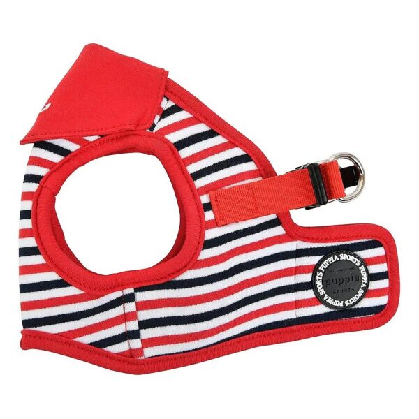 Red Medium Striped Cotton Dog Harness for Strong Canines