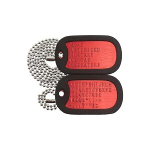 Red Military Dog Tags with Chains and Silencers for Medical Alert and Identification