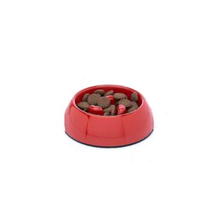 Red Modern Slow Feeding Dog Bowl for Fast Eaters with Maze Design and Dishwasher Safe