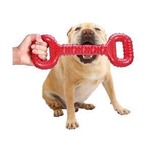 Red Natural Rubber 15 Inch Large Bone Chew Toy for Aggressive Medium Large Breed Dogs