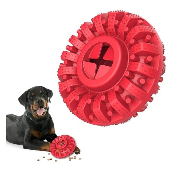 Red Natural Rubber Treat Dispenser Dog Toy for Small Medium and Large Dogs Fun Play