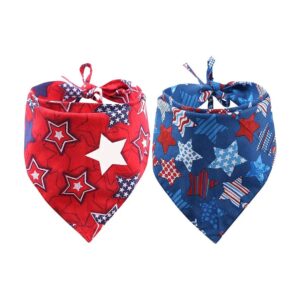 Red Navy American Flag Star Print Reversible Pet Bandanas for Medium Large Dogs Cats