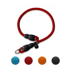 Red Nylon Dog Collar with Adjustable Stopper and Dog Training Compatible