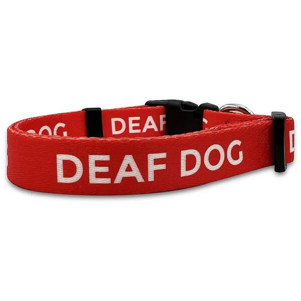 Red Nylon Large Dog Collar for Deaf or Hard of Hearing Pets with Buckle