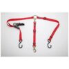 Red Nylon Pet Truck Bed Tether with Ratchet Tightening Hardware and Durable Metal