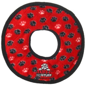 Red Paw Soft Dog Toy with Squeakers for Tug Toss and Fetch Play