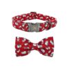 Red Penguin Christmas Dog Collar with Cotton Material and Adjustable Size for Medium Pups