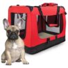 Red Pet Carrier for Small Pets with Breathable Mesh and Folding Feature