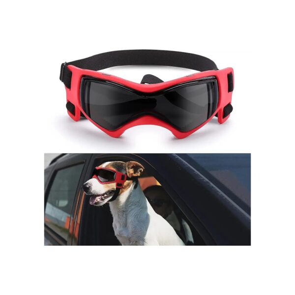 Red Pet Sunglasses for Small to Medium Dogs UV Protection Goggles with Adjustable Strap