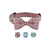 Red Plaid Bow Tie Collar for Dogs and Cats, Comfortable and Adjustable Design