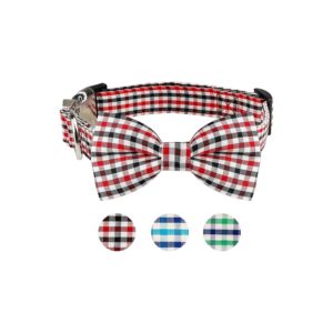 Red Plaid Bow Tie Collar for Dogs and Cats, Comfortable and Adjustable Design