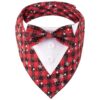 Red Plaid Christmas Dog Tuxedo Bandana with Adjustable Bowtie for Small Medium Large Dogs