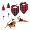 Red Plaid Christmas Lizard Costume Packages for Small Animals