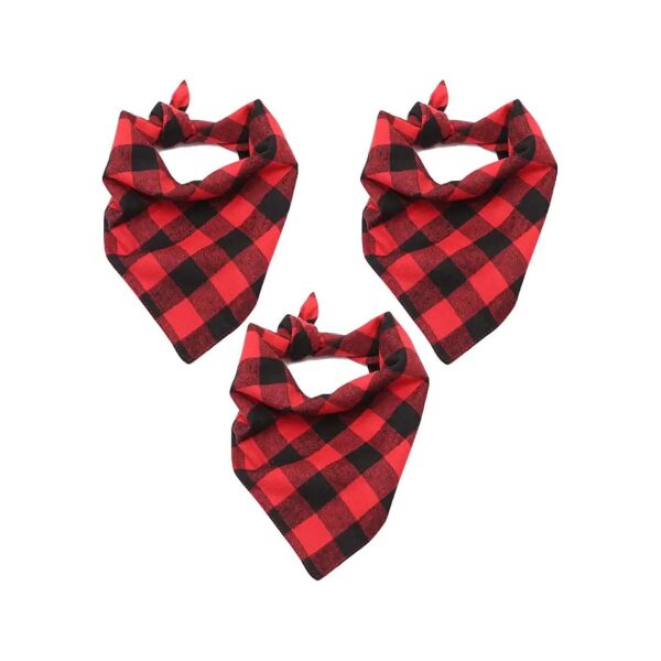 Red Plaid Dog Bandanas for Large Breeds - 3-Pack Assortment