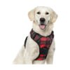 Red Plaid Large Dog Harness with 2 Leash Clips for Safer Walks and Casual Outings