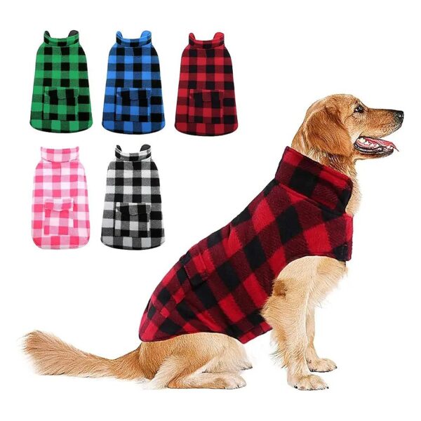 Red Plaid Reversible Waterproof Dog Winter Coat for Small Medium Large Dogs