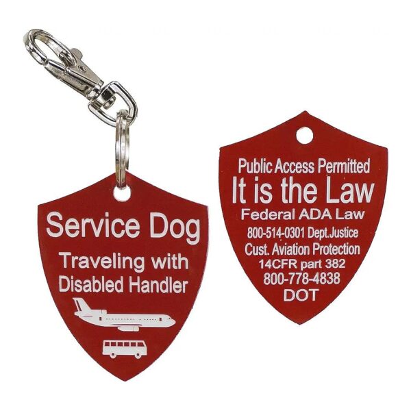 Red Plastic Dog Travel Tag for All Weather Use with Chrome Finish Protection