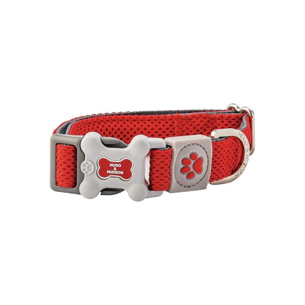 Red Polyester Mesh Dog Collar with Quick Release Buckle for Small to Large Breeds