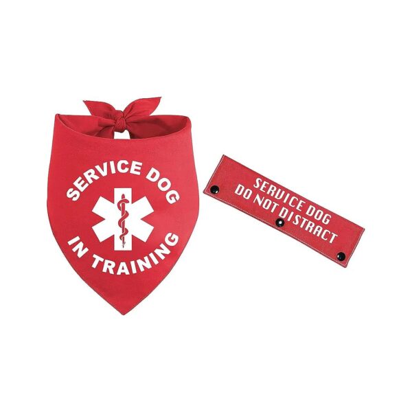 Red Puppy Dog Bandana with Leash Wrap for Dogs in Training and Owners