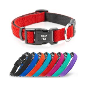 Red Red Durable Adjustable Dog Collar for Large Medium Small Breeds with Soft Padding