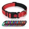 Red Reflective Adjustable Nylon Dog Collar with Safety Locking Buckle for Small Dogs