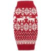 Red Reindeer Holiday Dog Sweater for Large Dogs Back Length 16-Inch