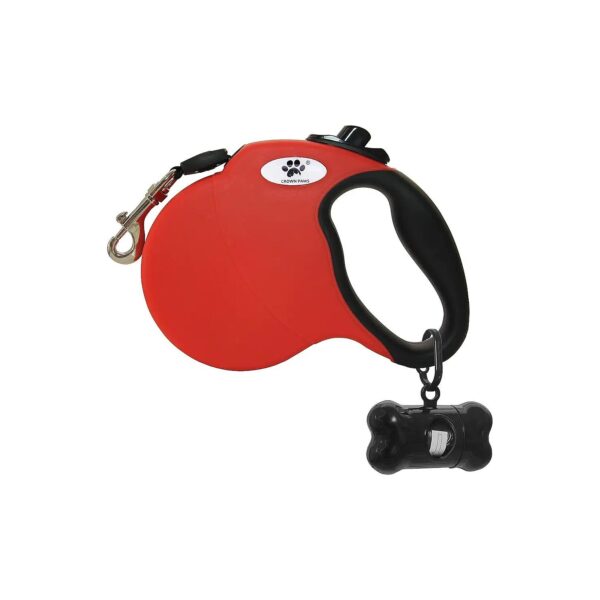 Red Retractable Leash for Large Dogs up to 26 lbs with Tangle-Free Nylon Tape