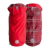 Red Reversible Raincoat for Dogs with Comfortable Adjustable Fit and Soft Plaid Design