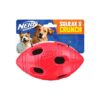 Red Rubber Football Dog Toy with Crunch for Medium and Large Breeds 6 Inch Diameter