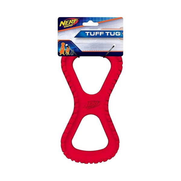 Red Rubber Tug Dog Toy with PreTextured with Tire Track for Medium and Large Breed