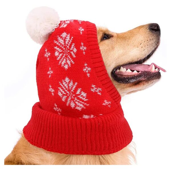 Red Santa Knitted Winter Hat for Small Medium Large Dogs Cats Soft Warm Acrylic Fabric