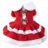 Red Skirt Velvet Dog Coat with Jingle Bells for Comfortable Everyday Wear