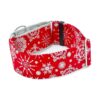 Red Snowflakes Holiday Martingale Dog Collar 2" Width Nylon Buckle