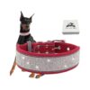 Red Sparkly Crystal Rhinestone Dog Collar for Medium Large Female Dogs Velvet Leather